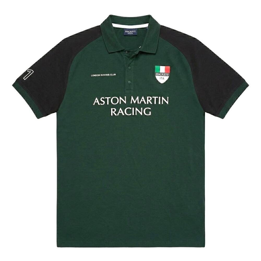 Hackett London Aston Martin Racing Italy Polo Men's 2XL Green Black Pique